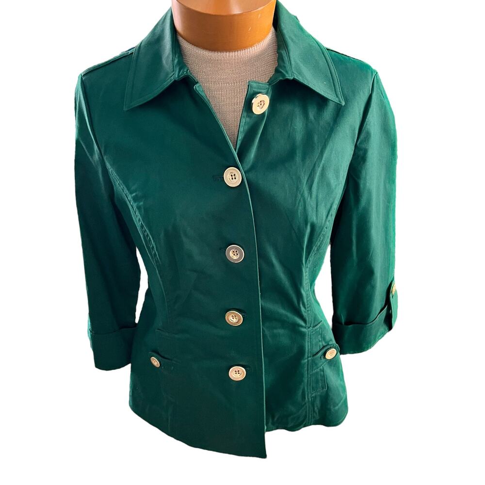 Vintage Size XS/S Womens Blazer Peplum Jacket Charter Club Holidays Green - Picture 7 of 12